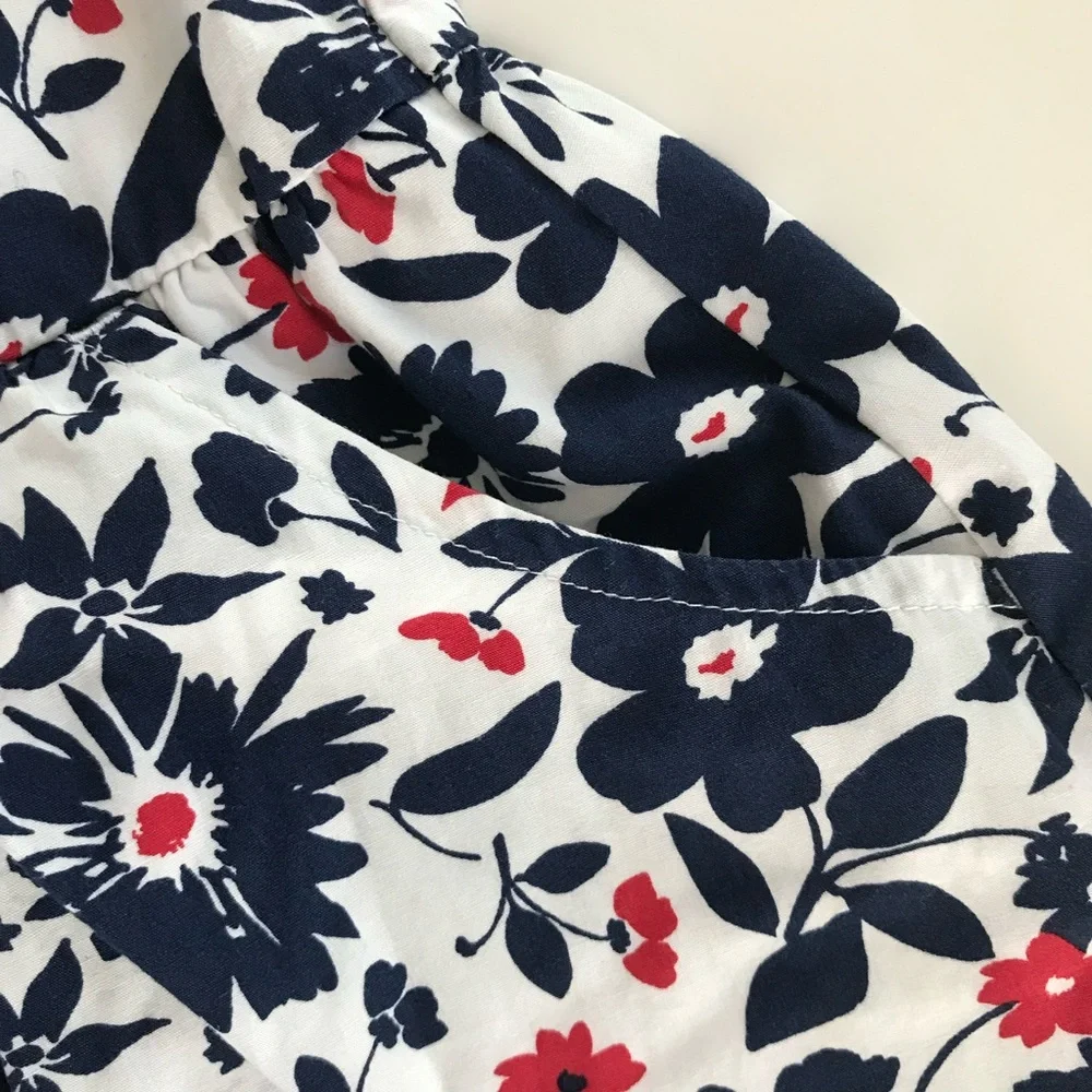 Girls White Sundress with Navy and Red Floral Print size 4T